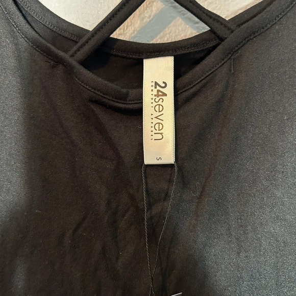 24seven Comfort Apparel Fit and Flare Dress Criss Cross Neck Bell Sleeve S - Picture 5 of 8